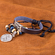 Réglable en alliage de zinc unisexes occasionnels yin-yang et du cuir multi-brins bracelets BJEW-BB15643-9