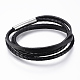 Two Loops PU Leather Cord Wrap Bracelets BJEW-F247-33P-1