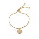 Bracelet coulissant avec pendentif en forme de cœur en zircone cubique transparente avec chaînes en laiton pour femme BJEW-JB08788-1