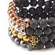 4 pièces 4 couleurs pierre de lave naturelle et hématite synthétique ensemble de bracelets extensibles perlés ronds BJEW-JB07886-5