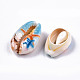 Printed Natural Cowrie Shell Beads X-SHEL-S266-21-3