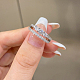 925 anello da dito da donna in argento sterling placcato rodio con micro pavé di zirconi trasparenti RJEW-F150-12B-P-2