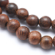Brins de perles de bois de rose naturel WOOD-P011-06-8mm-5