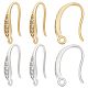 Beebeecraft 1 Box 12Pcs Ear Hooks 18K Gold Plated Brass and Platinum Plated Brass Cubic Zirconia Lever Back Ear Wires with Dangle Loops for Women DIY Jewelry Earring Making Findings ZIRC-BBC0001-85-1