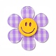 タータンチェックアクリルビッグペンダント  笑顔の花  ライラック  55x50x4.5mm  穴：1.8mm OACR-B008-B01-1