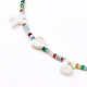 Halsketten mit gemischtem Buchstabenanhänger aus natürlichen Muscheln NJEW-JN03346-3