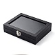 長方形のベルベットバッジのプレゼンテーションボックス  スナップボタン付きの可視ウィンドウケース  アクセサリー用  ブローチを表示  ブラック  20x15.2x4.5cm VBOX-XCP0001-02-2