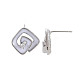 Brass Micro Pave Clear Cubic Zirconia Stud Earring Findings with Enamel KK-S356-624P-NF-3