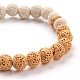 Braccialetti con ciondoli elasticizzati con perle di roccia lavica naturale BJEW-E376-01E-3