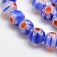 Faceted Millefiori Glass Round Beads Strands LK-P005-06-3