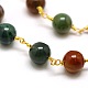 Natural Gemstone Round Beads Handmade Golden Brass Chains G-A126A-8mm-02-2