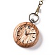 Reloj de bolsillo de madera de ébano con cadena de latón y clips WACH-D017-A19-03AB-2