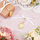 Superfindings 2 pz bouquet da sposa in ottone ciondoli decorazioni pendenti con medaglione con perle di perle imitate in acrilico e nastro di raso pendenti con foto di angelo rial ovale dorato HJEW-AB00212-4