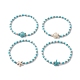 Set di braccialetti elasticizzati con perline di stelle marine turchesi sintetiche tinte in stile 4 pz 4 per donna BJEW-JB09337-1