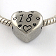Vintage Heart 316 Stainless Steel European Beads STAS-R082-AA156-1