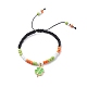 2 pièces ensemble de bracelets à breloques trèfle émaillé alliage 2 couleurs BJEW-JB08795-2