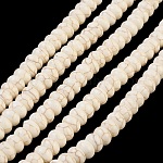 Chapelets de perles en turquoise synthétique, teinte, rondelle, blanc crème, 8x5mm, Trou: 1mm, Environ 80 pcs/chapelet, environ 15 pouce