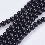 Natürliche schwarze Onyxperlenstränge, Klasse ab, Runde, gefärbt und erhitzt, Schwarz, 4 mm, Bohrung: 0.8 mm, ca. 97 Stk. / Strang, 15.5 Zoll