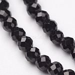 Natürliche schwarze Spinell-Perle Stränge, facettiert, Runde, 5 mm, Bohrung: 1 mm, ca. 72 Stk. / Strang, 15.5 Zoll