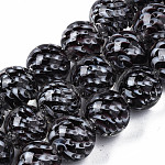 Brins de perles au chalumeau faites à la main transparentes, fleur intérieure, ronde, noir, 11.5~12.5mm, Trou: 1.5mm, Environ 45 pcs/chapelet, 19.88 pouce (50.5 cm)