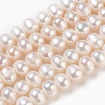 Fili di perle di perle d'acqua dolce coltivate naturali, patata, bianco, 8~9mm, Foro: 0.5 mm, circa 47pcs/filo