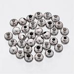 Iron Beads, Platinum Color, Round, about 8mm in diameter, 7mm thick, hole: 3mm