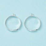 Brass Loop Ring Bases, Adjustable, Lead Free and Cadmium Free, Ring Components, Silver Color Plated, 1Size: about 19mm in diameter, 17mm inner diameter, 1mm thick, Loop: about 2mm