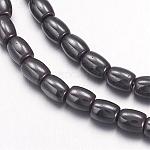 Perles en hématite synthétique sans magnétiques, ovale, noir, 6x4mm, Trou: 1mm, Environ 70 pcs/chapelet