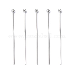 Brass Ball Head Pins, Cadmium Free & Lead Free, Silver Color Plated, 30x0.5mm, 24 Gauge, Head: 2mm, about 510pcs/50g