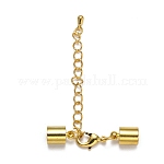 Brass Chain Extender, with Cord Ends and Lobster Claw Clasps, Nickle Free, Golden, 38mm, Cord End: 11x7mm, Hole: 6mm, Chain Extender: 50mm