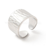 304 anillo de puño abierto ancho texturizado de acero inoxidable para mujer RJEW-E063-22P