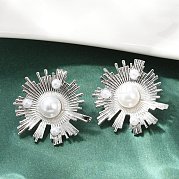 Серьги-гвоздики из латуни из АБС-пластика с искусственным жемчугом EJEW-M082-06P