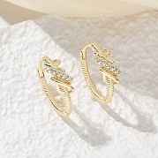 Серьги-кольца из латуни с прозрачным фианитом EJEW-Q014-14G