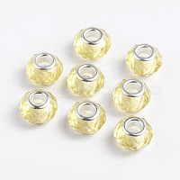 Pandahall 100pcs Glass European Beads - 15x10mm Large Hole Rondelle Spacers