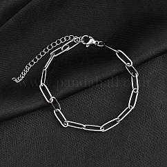 Pulsera de cadena con clip de acero inoxidable 304 resistente al deslustre para hombres y mujeres, color acero inoxidable, 7-1/8 pulgada (18 cm), link: 12x4x1 mm