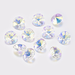 Charms in vetro sfaccettato con strass, imitazione di cristallo austriaco, cono, cristallo ab, 6x3mm, Foro: 1 mm