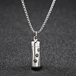 Colliers à pendentif colonne en acier inoxydable 304 anti-ternissement pour femmes, colliers de cendres d'urne, couleur inoxydable, pas de taille