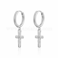 Boucles d'oreilles croix en acier inoxydable 304 avec strass pour femme