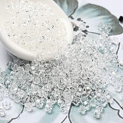 Abalorios de vidrio transparentes, facetados, bicono, Claro, 2x2mm, agujero: 0.7 mm, aproximamente 720 unidades / bolsa