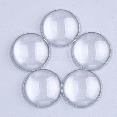 Cabochons en verre transparent, dôme / demi-rond, clair, 25x6~7mm