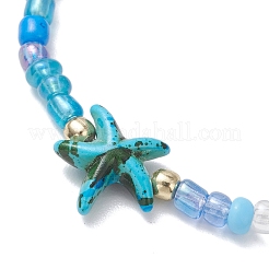 6 Stück Stretch-Armband aus synthetischen Türkis- und nichtmagnetischen Hämatitperlen&nbsp;BJEW-JB13432