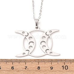 Colliers à pendentif triple lune en acier inoxydable 304&nbsp;NJEW-K308-01D-P