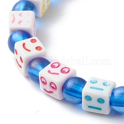 Cube artisanal avec bracelet extensible en perles acryliques à expression mixte pour enfant&nbsp;BJEW-JB06581