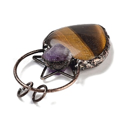 Große Anhänger aus natürlichem Tigerauge und Amethyst&nbsp;G-A221-04F