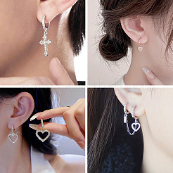 3 par de aros para pendientes de aro con micropavé de circonita cúbica de latón de 3 colores&nbsp;KK-TAD0001-37