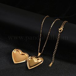 Colliers à chaîne en acier inoxydable 304 avec pendentif en forme de cœur pour femmes&nbsp;NJEW-M050-04E-G