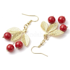 Boucles d'oreilles pendantes en jade mashan teinté naturel&nbsp;EJEW-TA00572