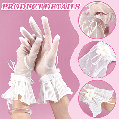 Gants en dentelle de polyester pour la mariée&nbsp;AJEW-WH0609-860