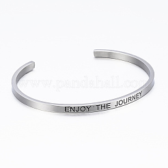 Bracelets manchettes inspirants en acier inoxydable 304&nbsp;BJEW-K173-14P