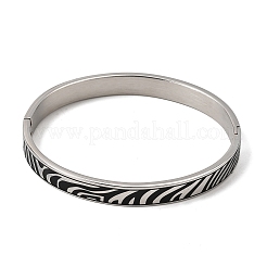 Bracelets manchettes articulées en acier inoxydable 304 émaillé noir à motif zèbre pour femmes&nbsp;SA-CBAC920-03P